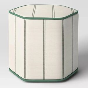 STUDIO MCGEE NEW Lydia stripe hexagon outdoor patio pouf -green/white